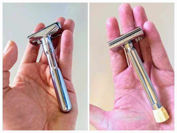 Merkur Futur and progress side by side in hand