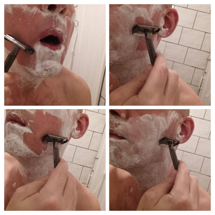 shaving with the WEISHI Nostalgic safety razor