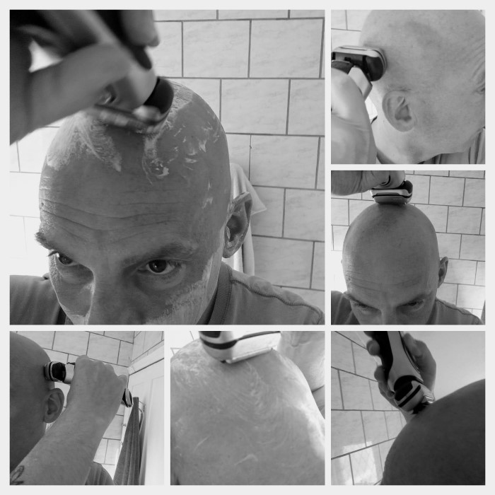 shaving the head with the Braun series 9