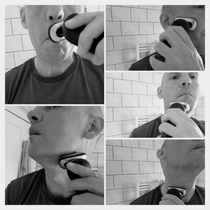 shaving with the Braun Series 7 electric shaver
