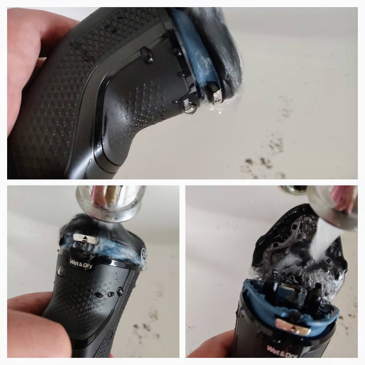 cleaning a Philips Norelco 3000 series electric shaver