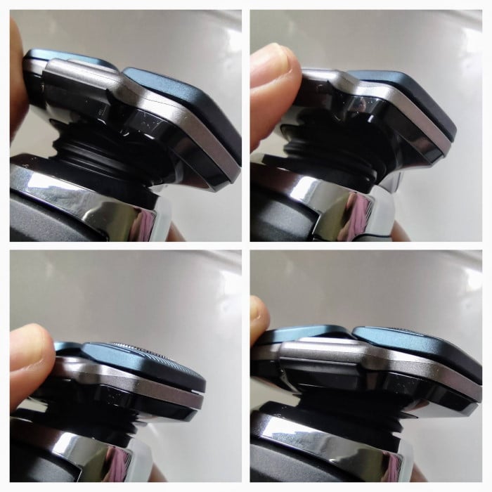 close up of moving the Philips 7000 series shaver 360 degrees head
