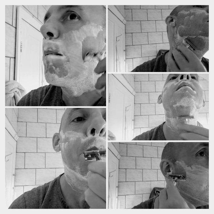 shaving with the Merkur 42C using shaving cream