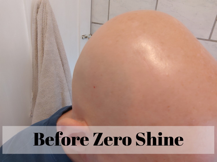 bald head shine before using Zero Shine with text