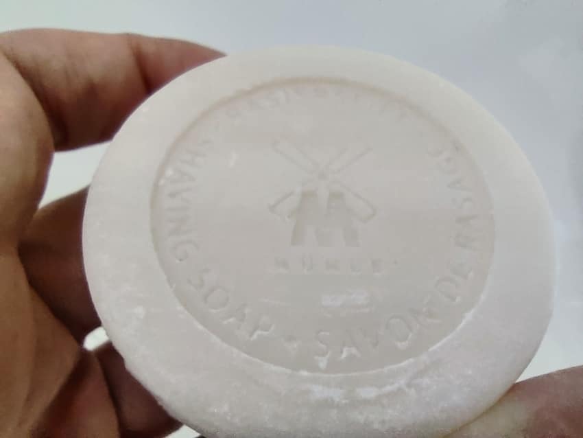 close up of MÜHLE Sandalwood Shaving Soap
