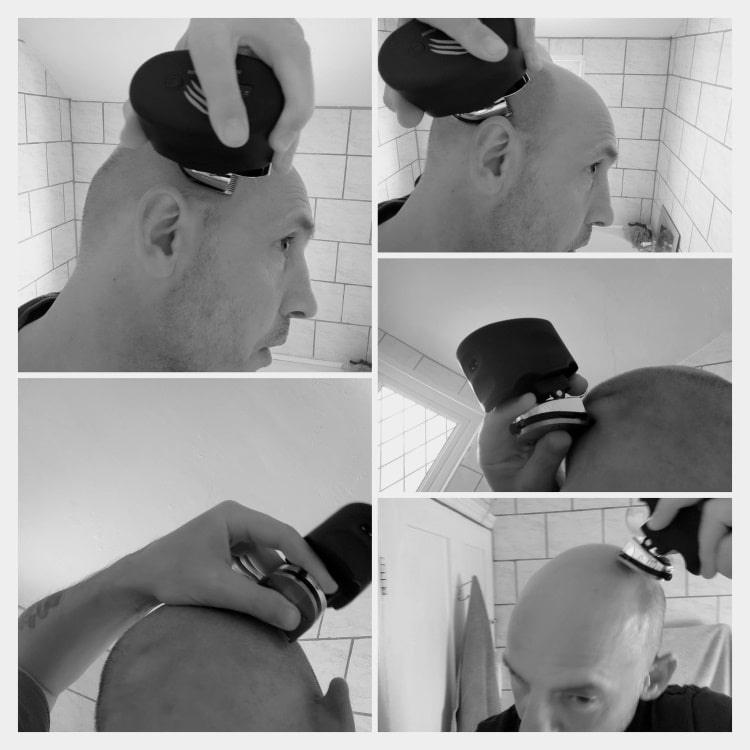 collage of me using the Skull Shaver Beast clipper
