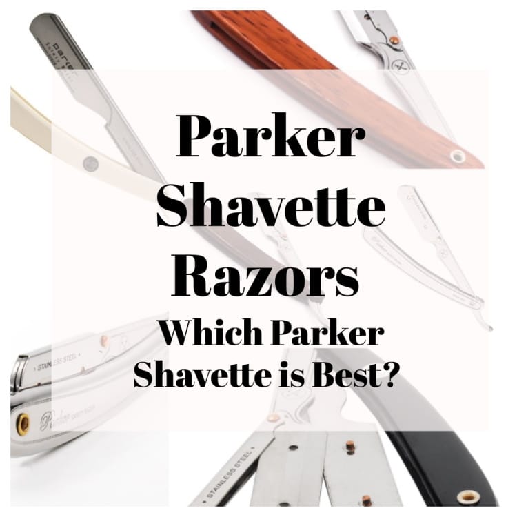 collage of a collection of Parker Shavettte razors with text