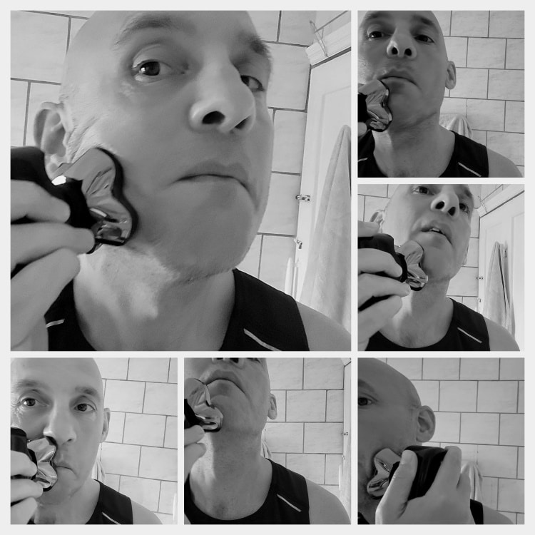 facial shaving with the Skull Shaver Pitbull Silver Pro