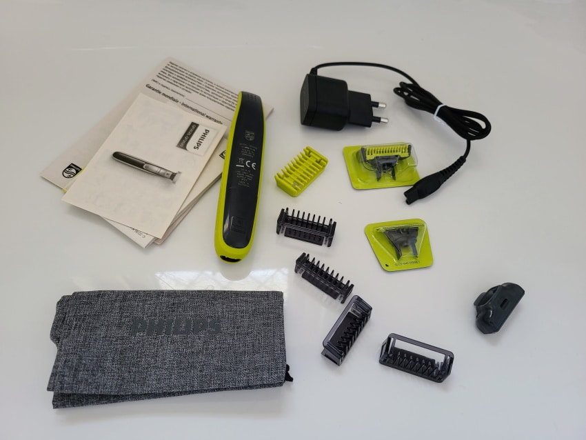 Philips Norelco OneBlade Trimmer & Shaver unboxed with all components