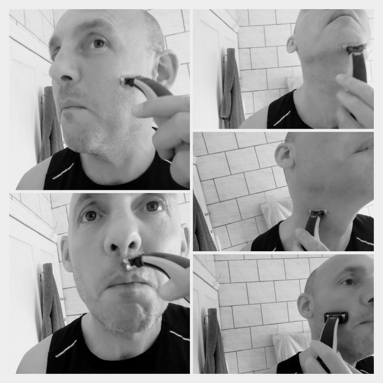 collage of facial shaving with the Philips OneBlade shaver