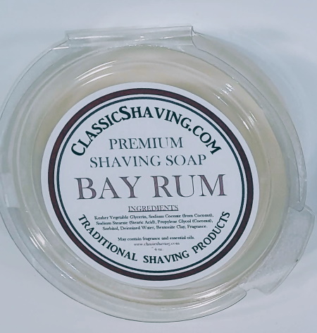 Classic Shaving Soap Company bay rum soap in package