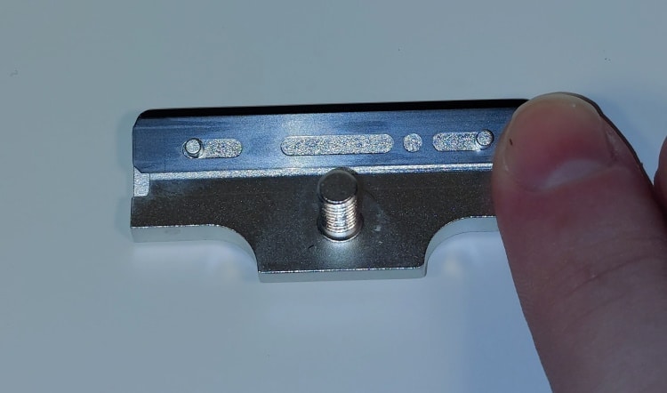 close up of inserting a blade in the RazoRock Black Hawk V2 razor