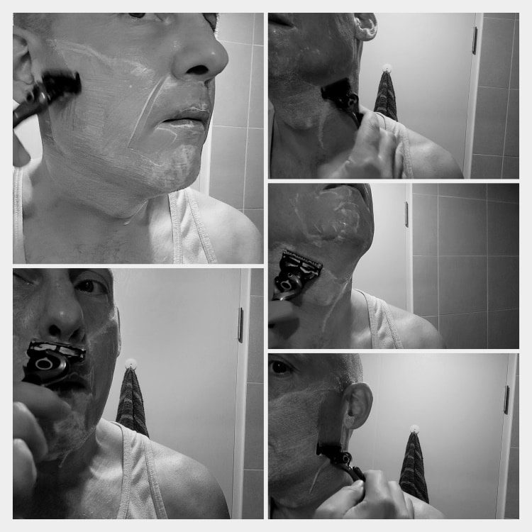 collage of author shaving with the Gillette ProGlide