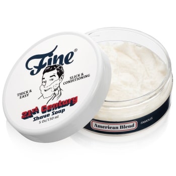 Fine Accoutrements Shaving Soap American Blend open on white background
