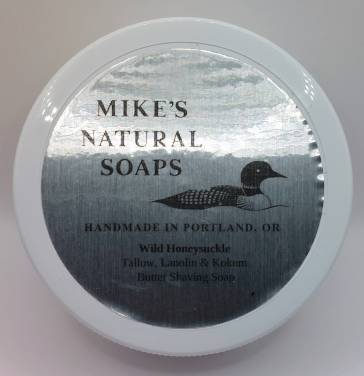 Mikes shaving soap tub, wild honeysuckle scent