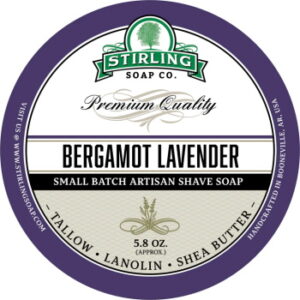 stirling bergamot lavender shaving soap tub on white background