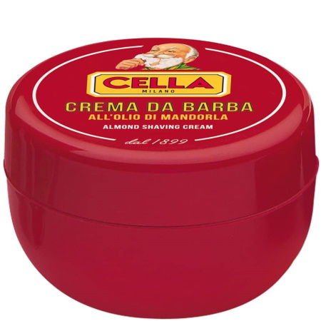 Cella Milano Almond shaving cream soap jar on white background