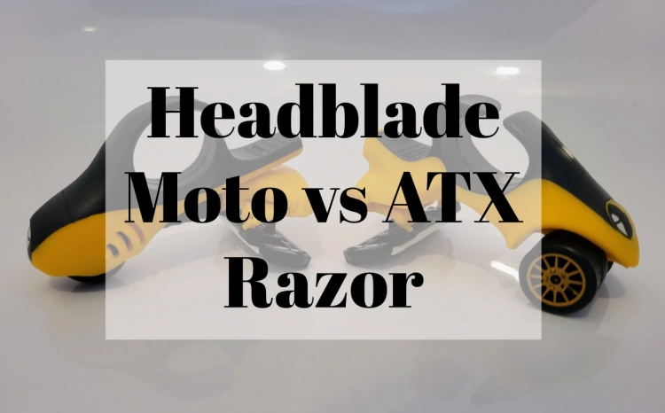 Headblade moto and Headblade atx next to each other with text overlay