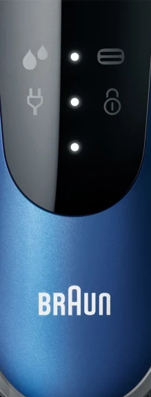 close up of Braun Series 6 SensoFoil led indicators