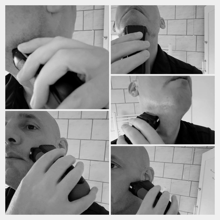 collage of shaving with the Braun Series 3 Proskin 3040s shaver
