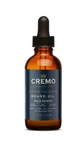bottle of Cremo Palo Santo Beard Oil on white background