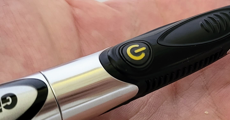 showing the power button on the Gillette ProGlide Shield Power razor