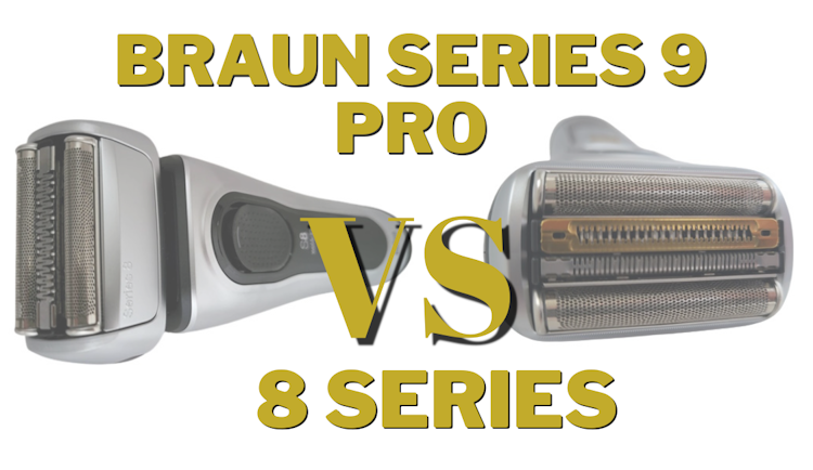 Braun Series 9 Pro next to Braun Series 8 shaver with text overlay