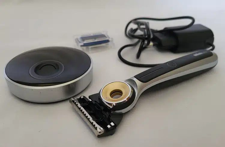 GilletteLabs Heated razor unboxed with all components on display