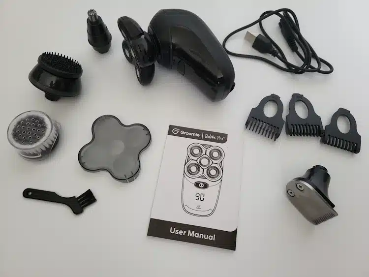 Groomie BaldiePro Head Shaver and all its components unboxed