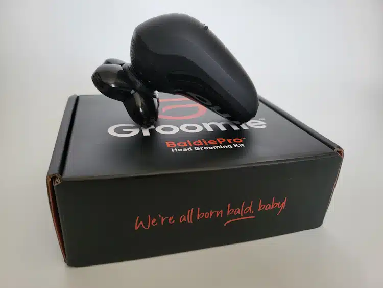 Groomie BaldiePro Head Shaver on its presentation box