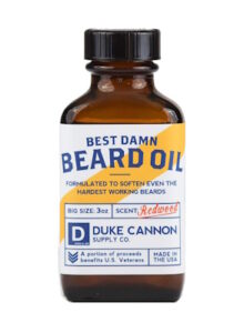 Best Damn Beard Oil bottle on white background