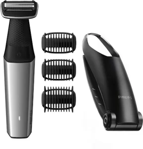Philips Norelco Bodygroom 5000 Series with attachments on white background
