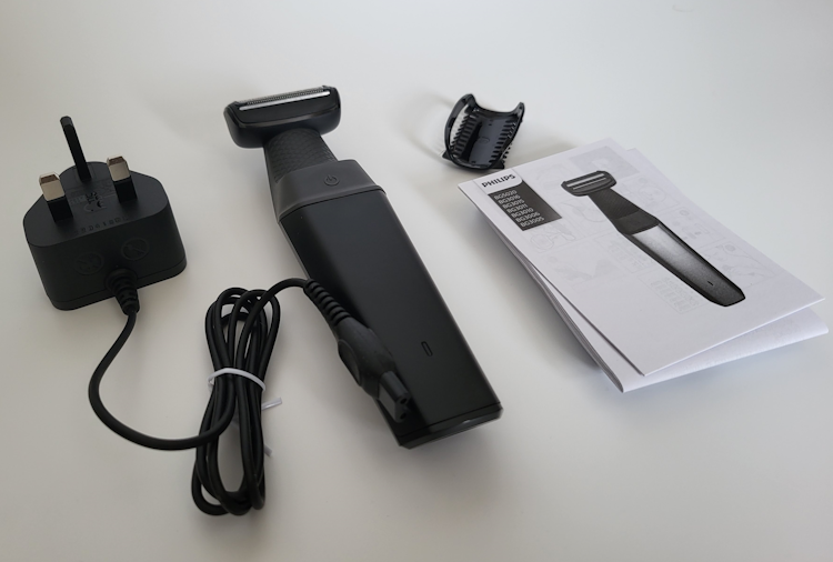 Philips Norelco Bodygroomer 3000 Series unboxed with all components