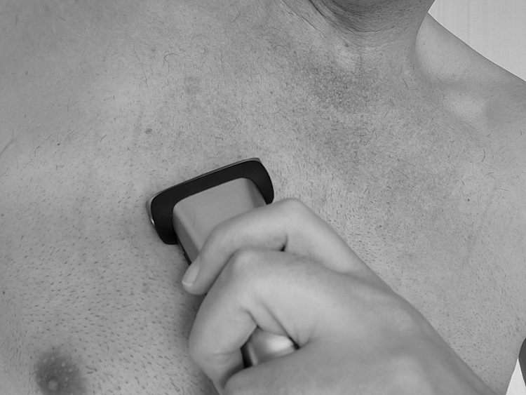 author Jason shaving chest with Philips Norelco Bodygroom 7000 Series