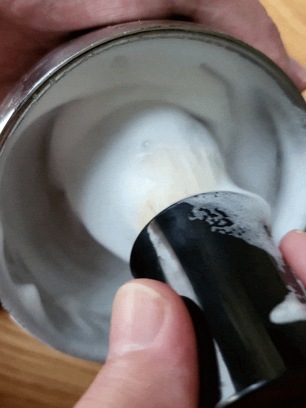 creating lather in a shaving bowl