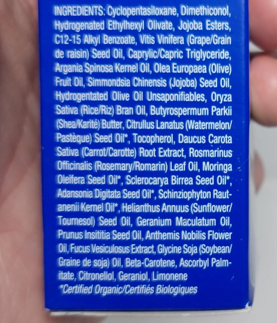 back of Jack Black Beard Oil box showing ingredients