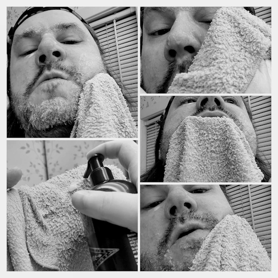 collage of reviewer using the King C. Gillette Beard & Face Wash