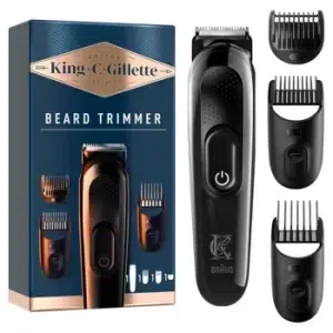 King C. Gillette Beard Trimmer with combs on white background