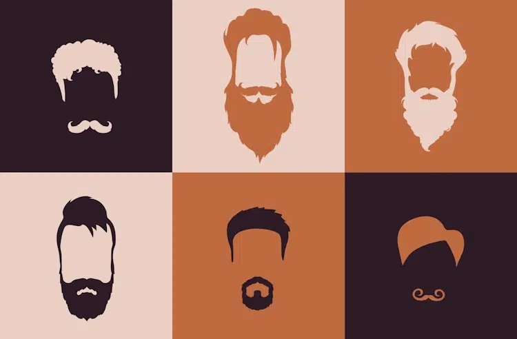 displaying six types of beard styles