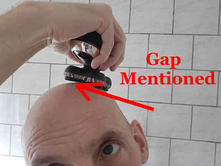 Remington Balder Boss gap showing while shaving with text