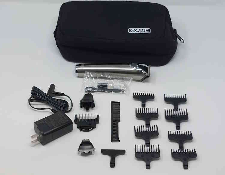 Wahl Stainless Steel Lithium-Ion 2.0 Beard Trimmer unboxed with all components