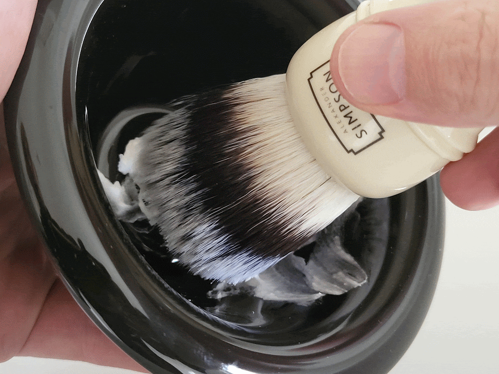 lathering inside MÜHLE Porcelain Shaving Bowl