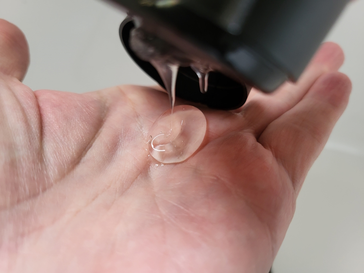 applying a small amount of King C Gillette Shave Gel on the hand