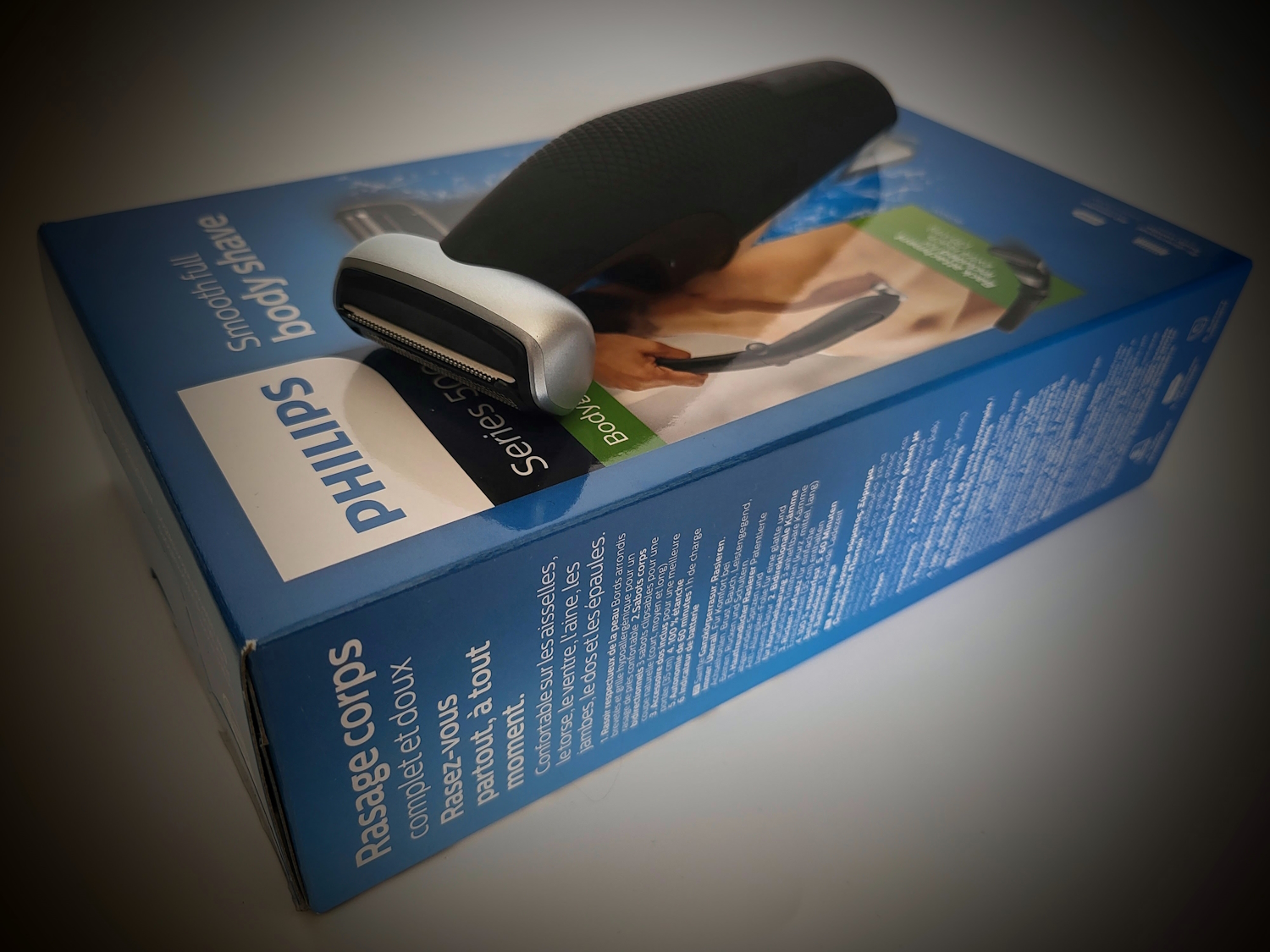 Philips bodygroom series 5000 on its presentation box