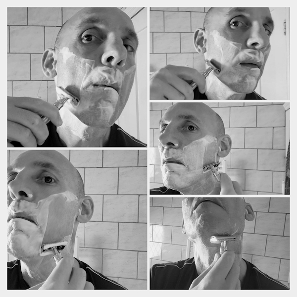 shaving with Edwin Jagger DE89 razor collage