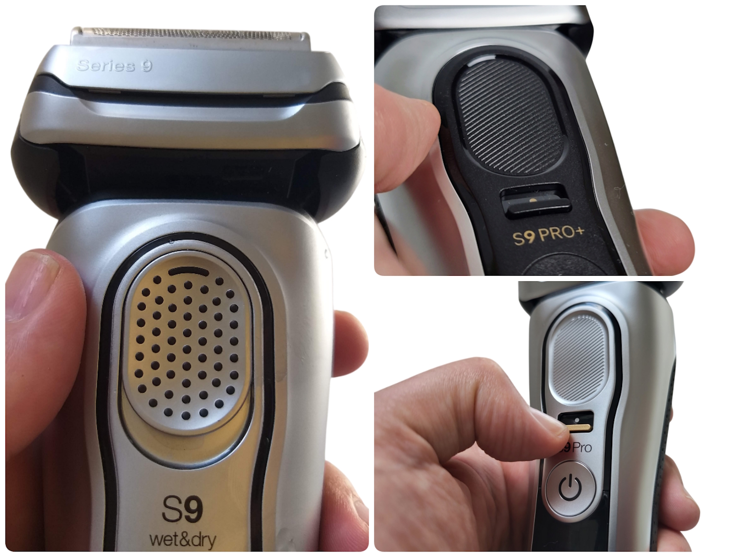 Braun Series 9, 9 Pro and 9 Pro shavers displaying differences