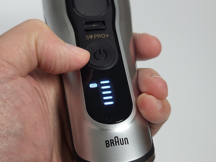 close up of Braun Series Pro+ power LED indicator light on