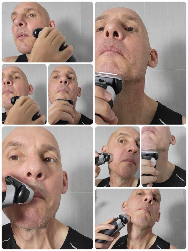 collage of Jason Jones shaving with Braun Series 8 8567cc