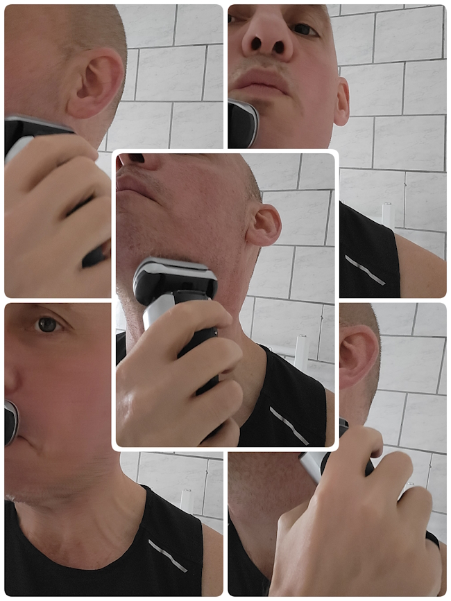 collage of jason shaving with the Series 9 Pro Plus