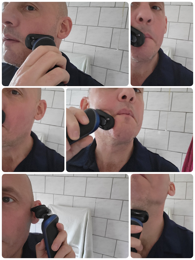 collage of Jason Jones shaving with Braun Series 6